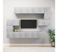 vidaXL TV Cabinet Set 10 Piece Concrete Grey Engineered Wood Hanging TV Unit