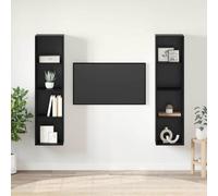 vidaXL TV Cabinet Set 2 pcs Black 37 x 37 x 142.5 cm Engineered Wood