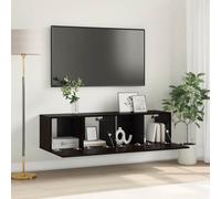 vidaXL TV Cabinet Set 2 pcs Black 60 x 30 x 30 cm Engineered Wood