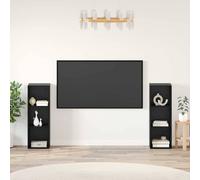 vidaXL TV Cabinet Set 2 pcs Black Oak Engineered Wood, Black