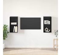 vidaXL TV Cabinet Set 2 pcs Black Oak Engineered Wood, Black