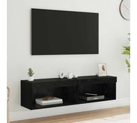 vidaXL Single Shelf Black Oak TV Cabinet with LED Lights Set of 2 - Size: 30 x 60 x 30cm - Wilko