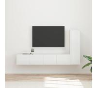 vidaXL TV Cabinet Set 2 pcs High Gloss White Engineered Wood, Living Room, Rectangular, Modern, Stylish Cabinet, Wall-Mounted Furniture, Multi-Purpose Storage, Elegant Design, Tv Unit