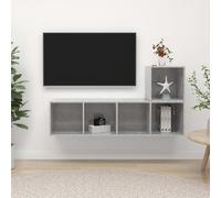 vidaXL TV Cabinet Set 2 Piece Concrete Grey Engineered Wood Stereo Cabinet