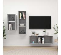 vidaXL TV Cabinet Set 3 Piece Concrete Grey Engineered Wood Stereo Cabinet