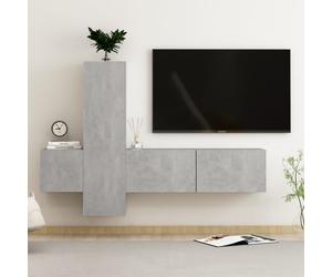 vidaXL TV Cabinet Set 3 Piece Concrete Grey Engineered Wood TV Stand Cabinet