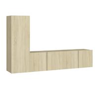 vidaXL TV Cabinet Set 3 Piece Sonoma Oak Engineered Wood Stand Living Room