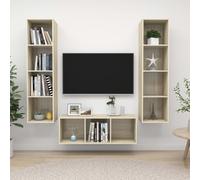 vidaXL 3 Piece TV Cabinet Set Sonoma Oak Engineered Wood, Brown