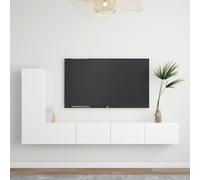 vidaXL TV Cabinet Set 3 Piece White Engineered Wood Living Room Furniture