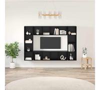 vidaXL TV Cabinet Set 4 pcs Black 37 x 37 x 142.5 cm Engineered Wood