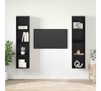 vidaXL TV Cabinet Set 4 pcs Black Oak Engineered Wood, Black