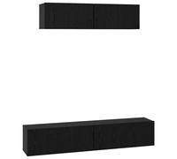 vidaXL TV Cabinet Set 4 pcs Black Oak Engineered Wood, Living Room Storage, Mode