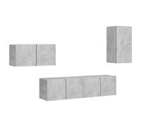 vidaXL TV Cabinet Set 4 Piece Concrete Grey Engineered Wood Hanging TV Cabinet