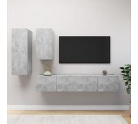 vidaXL TV Cabinet Set 4 Piece Concrete Grey Engineered Wood Hanging TV Unit