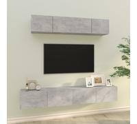vidaXL TV Cabinet Set 4 Piece Concrete Grey Engineered Wood Media Cabinet
