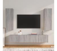 vidaXL TV Cabinet Set 4 Piece Grey Sonoma Engineered Wood TV Unit HiFi Cabinet
