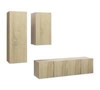 vidaXL TV Cabinet Set 4 Piece Sonoma Oak Engineered Wood Hanging TV Stand