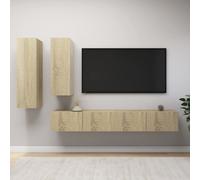 vidaXL TV Cabinet Set 4 Piece Sonoma Oak Engineered Wood Hanging TV Stand