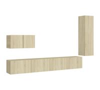 vidaXL TV Cabinet Set 4 Piece Sonoma Oak Engineered Wood Stand Living Room