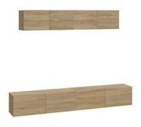 TV Cabinet Set 4 Piece Engineered Wood Multi Colours 100/80x30x30 cm vidaXL