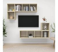 vidaXL 4 Piece TV Cabinet Set Sonoma Oak Engineered Wood, Brown