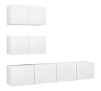 vidaXL TV Cabinet Set 4 Piece White Chipboard Hanging TV Cabinet Hifi Set