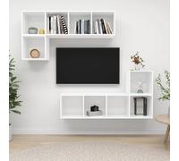 vidaXL TV Cabinet Set 4 Piece White Chipboard Lowboard Living Room Furniture