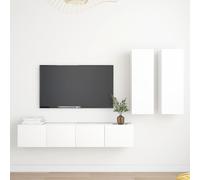 vidaXL TV Cabinet Set 4 Piece White Engineered Wood Furniture TV Stand Cabinet