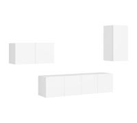 vidaXL TV Cabinet Set 4 Piece White Engineered Wood Living Room Furniture