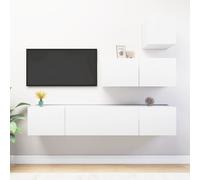 vidaXL TV Cabinet Set 4 Piece White Engineered Wood Living Room Furniture