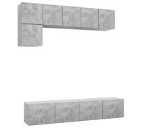 vidaXL TV Cabinet Set 5 Piece Concrete Grey Engineered Wood Hanging TV Stand