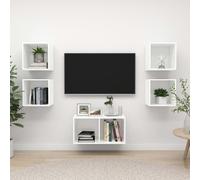 vidaXL TV Cabinet Set 5 Piece White Engineered Wood Hanging TV Unit Cabinet