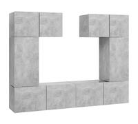 vidaXL Concrete Grey Wall-Mounted Engineered Wood TV Cabinet Set - 6 Piece Modern Hanging HiFi Stereo Units for Living Room