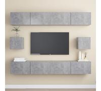 vidaXL TV Cabinet Set 6 Piece Concrete Grey Engineered Wood Hanging TV Stand