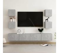 vidaXL TV Cabinet Set 6 Piece Concrete Grey Engineered Wood Hanging TV Stand