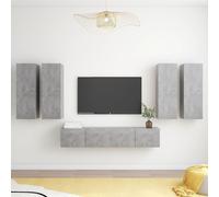 vidaXL TV Cabinet Set 6 Piece Concrete Grey Engineered Wood Hanging TV Unit