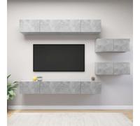vidaXL TV Cabinet Set 6 Piece Concrete Grey Engineered Wood Hanging TV Unit