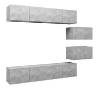 vidaXL TV Cabinet Set 6 Piece Concrete Grey Engineered Wood Hanging TV Unit