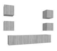 vidaXL TV Cabinet Set 6 Piece Grey Sonoma Engineered Wood TV Unit Sideboard