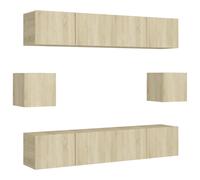 vidaXL TV Cabinet Set 6 Piece Sonoma Oak Engineered Wood Furniture TV Stand