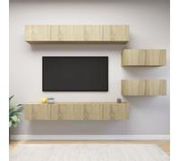 vidaXL TV Cabinet Set 6 Piece Sonoma Oak Engineered Wood Hanging TV Stand