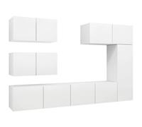 vidaXL TV Cabinet Set 6 Piece White Chipboard Hanging TV Cabinet Hifi Set