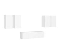 vidaXL TV Cabinet Set 6 Piece White Chipboard Home Furniture TV Stand Cabinet
