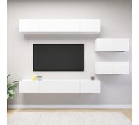 vidaXL TV Cabinet Set 6 Piece White Engineered Wood Furniture TV Stand Cabinet