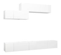 vidaXL TV Cabinet Set 6 Piece White Engineered Wood Furniture TV Stand Cabinet