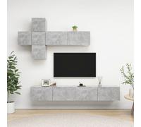 vidaXL TV Cabinet Set 7 Piece Concrete Grey Chipboard Hanging TV Cabinet Set