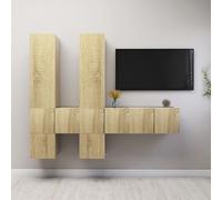 vidaXL TV Cabinet Set 7 Piece Sonoma Oak Engineered Wood Hanging TV Stand