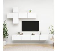 vidaXL TV Cabinet Set 7 Piece White Chipboard Hanging TV Cabinet Hifi Set