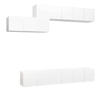 vidaXL TV Cabinet Set 7 Piece White Engineered Wood Furniture TV Stand Cabinet