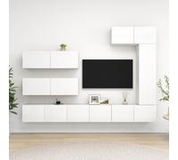 vidaXL TV Cabinet Set 7 Piece White Engineered Wood Hanging TV Hifi Cabinet